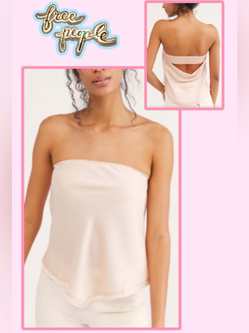 NWT Free People Take You Anywhere Strapless Tube Top Medium Pink Boho